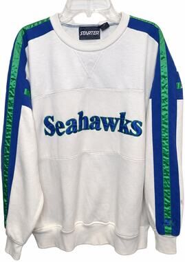 Starter Seahawks Vintage Sweatshirt Men's Large White Seattle Crewneck 90s NFL